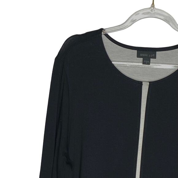 J Jill Wearever Collection Womens Size Medium Layered Tunic Top Black Cream - Picture 2 of 8